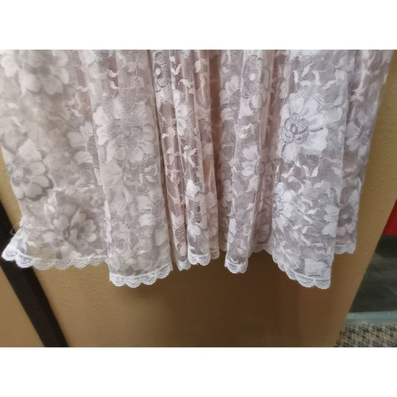 Vintage floral lace MIDI peach formal Denise wedding dress women's 12 - Picture 8 of 16